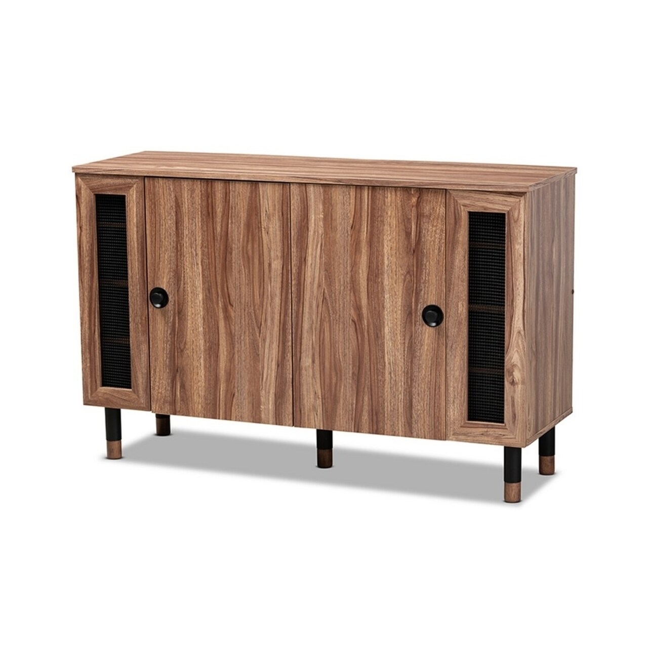 Baxton Studio Valina Modern and Contemporary 2-Door Wood Entryway Shoe Storage Cabinet with Screen Inserts